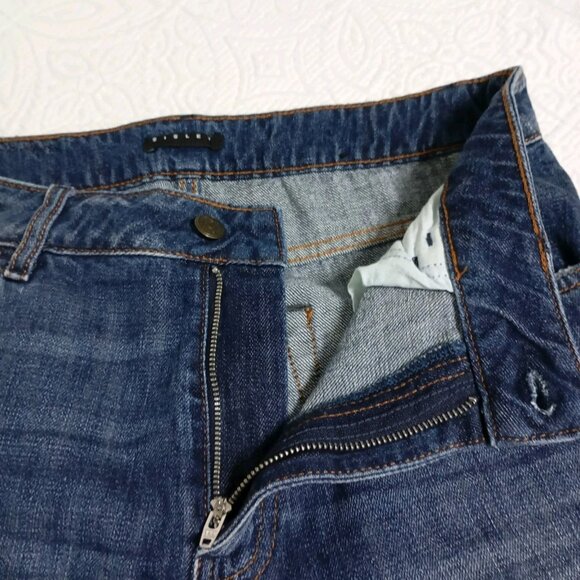 SISLE Jeans Distressed Patched Knee Hole Women's 30W Dark Wash Cuffed Skinny - Picture 5 of 14